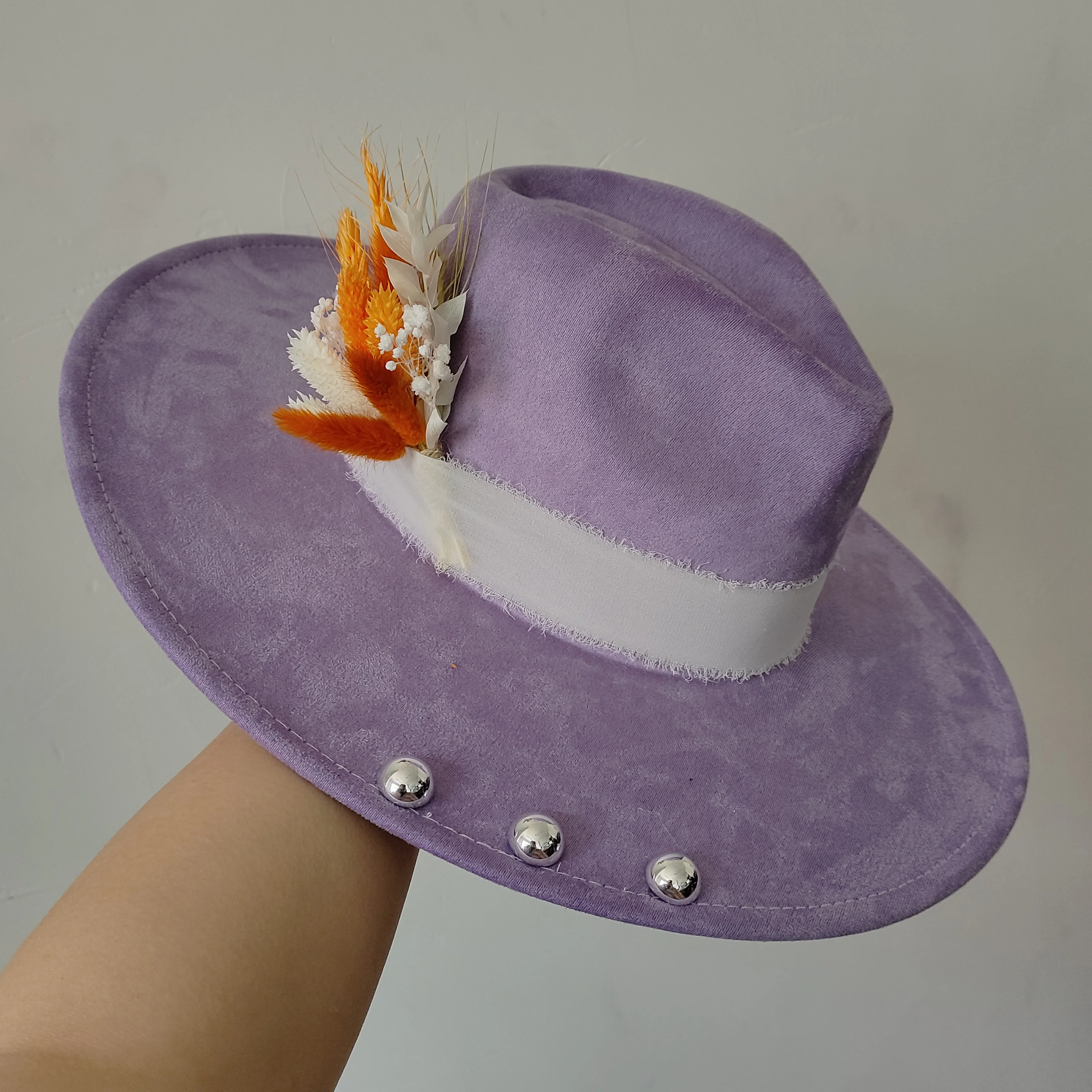 88 Hachihachi EMB CAP サックスブルー New fedora hats for women Feather Fedoras Hand-painted hat