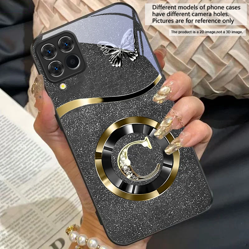 Gold Letter A Badge Glass Phone Case