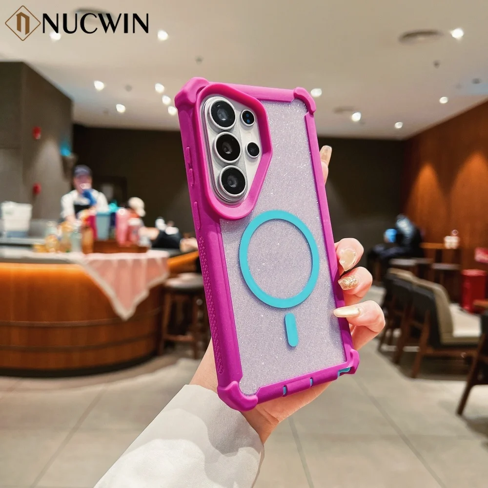 Radiant Glitter Magnetic Airbag Shockproof Case - Transparent Protective Cover