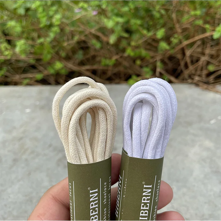 Runde 3,5-mm-Schnürsenkel aus Baumwolle. Off-White-Beige-Schnürsenkel 60/70/80/90/100/120/140/160/180 cm gewachste Schnürsenkel, Seilzubehör – Detail 7