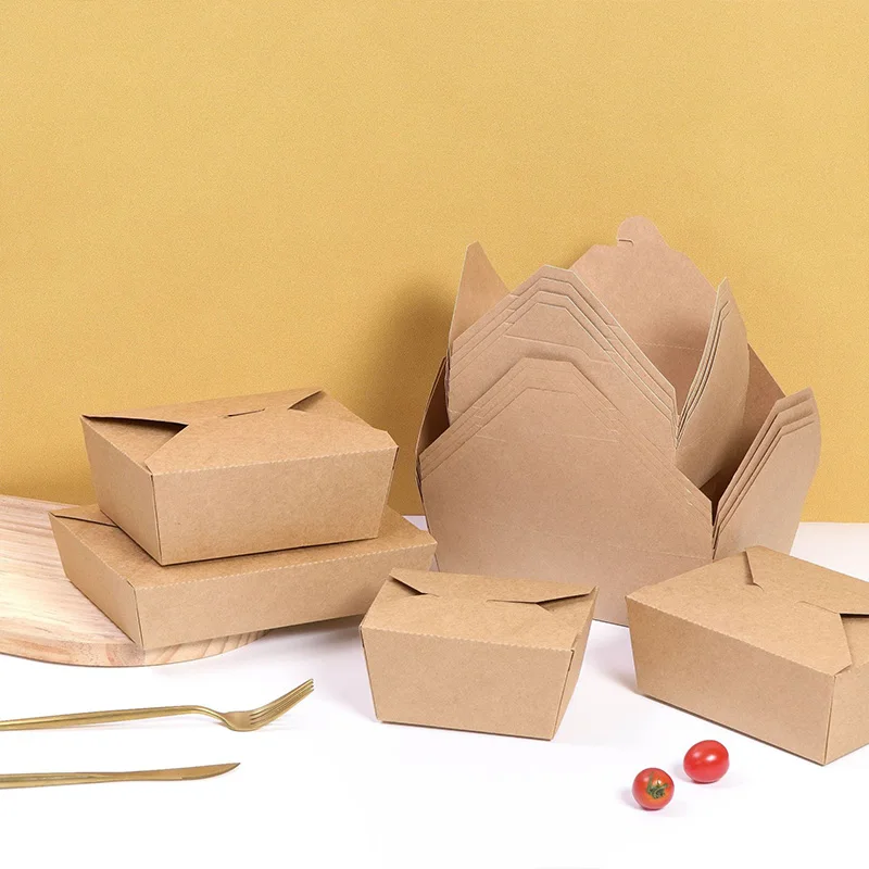 10/20Pcs Kraft Paper Takeaway Boxes, Thickened Disposable Folding Food Containers for B... - SKU KPTB1509 - UGI Packaging
