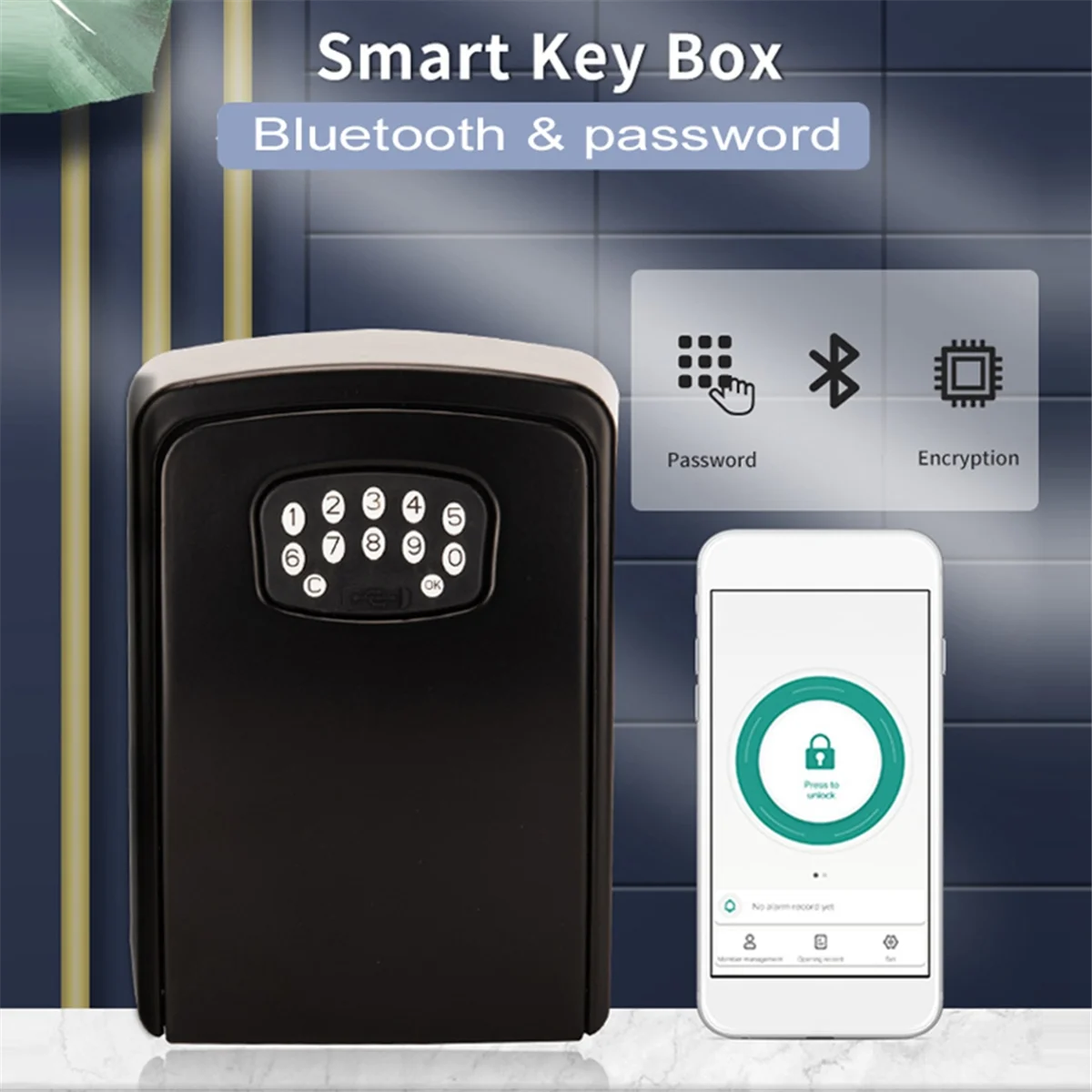TUYA Smart Key Box Bluetooth Storage Lock Box Smart Life App Wall Mount Security Anti-Theft Lockbox-Password
