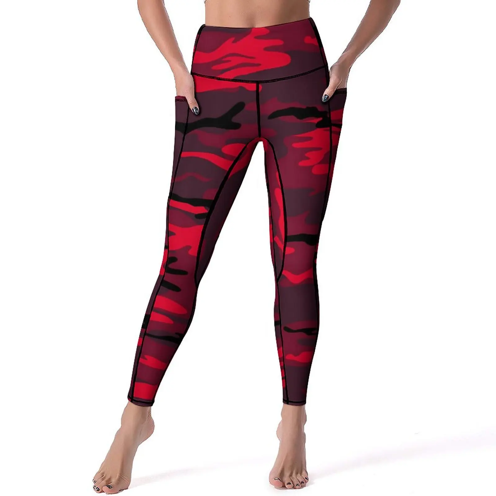 

Red Camo Yoga Pants Army Camouflage Running Leggings Push Up Stretch Sport Pants Breathable Print Yoga Legging Birthday Present