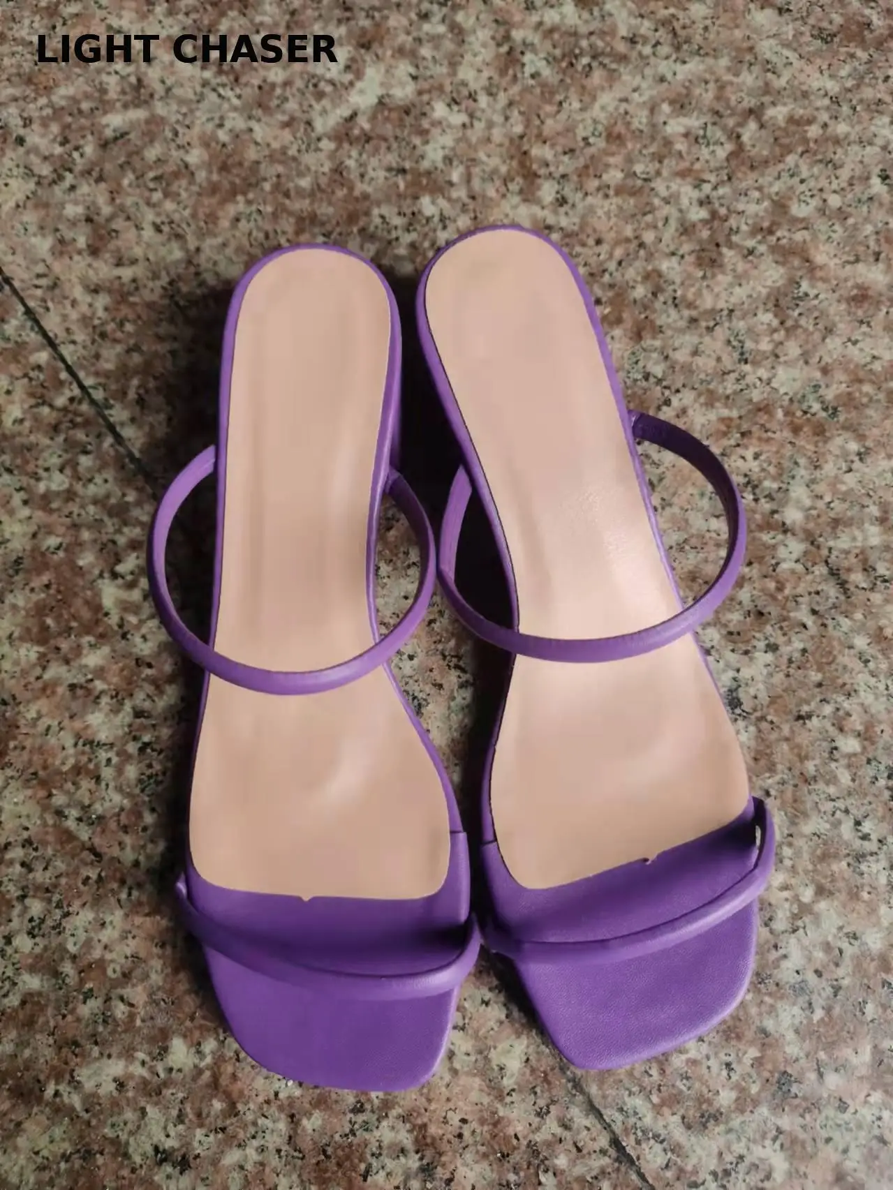 Slippers Women 2022 Summer New Fashion Square Head One Word Sandals And Slippers Women Thick Heels Medium Heel Slippers Women