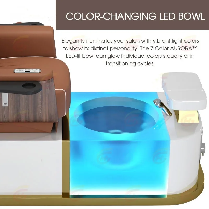 Luxurious Modern Professional Manicure Salon Massage Foot Spa Tubeless Spray with Basin Electric Pedicure Chair