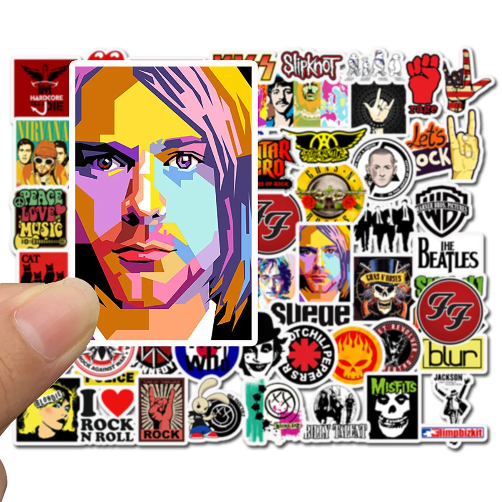 100 Pcs Rock Band Stickers Pack, Punk Rock and roll Stickers,Classic Music  Stickers for Guitar Water Bottles Laptop Phone Skateboard Luggage,for Teens