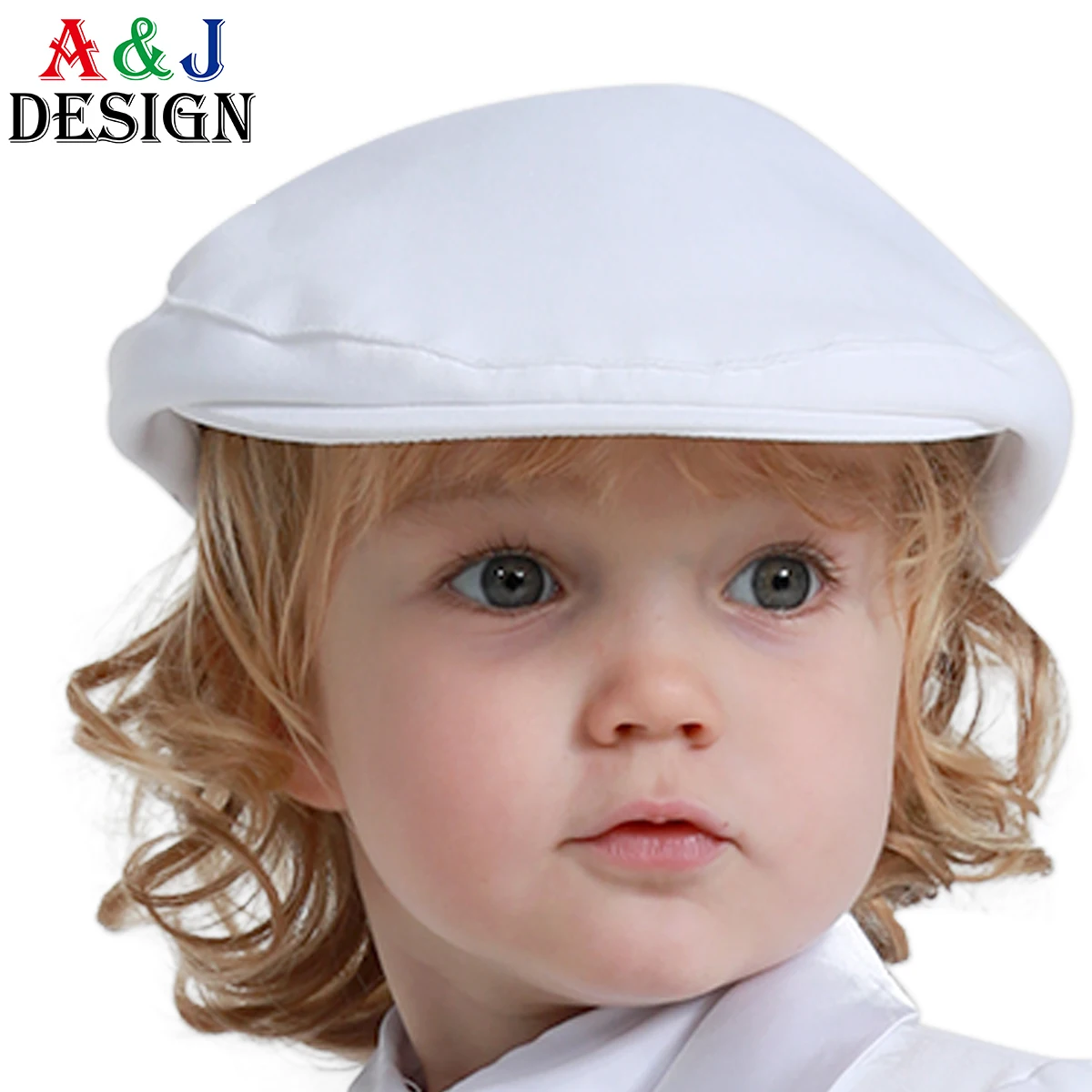Baptism Hat for Baby Boy Newborn Christening White Cap Toddler Suit Flat Headgear Kids Wedding Vintage Soft Lining Accessories