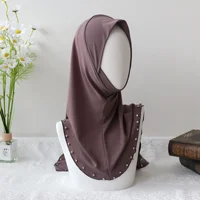 High Quality Diamonds Amira Muslim Women Hijab Turban Head Wrap Islamic Shawls Arabic Prayer Hijabs Instant Scarf Niqab Headwear