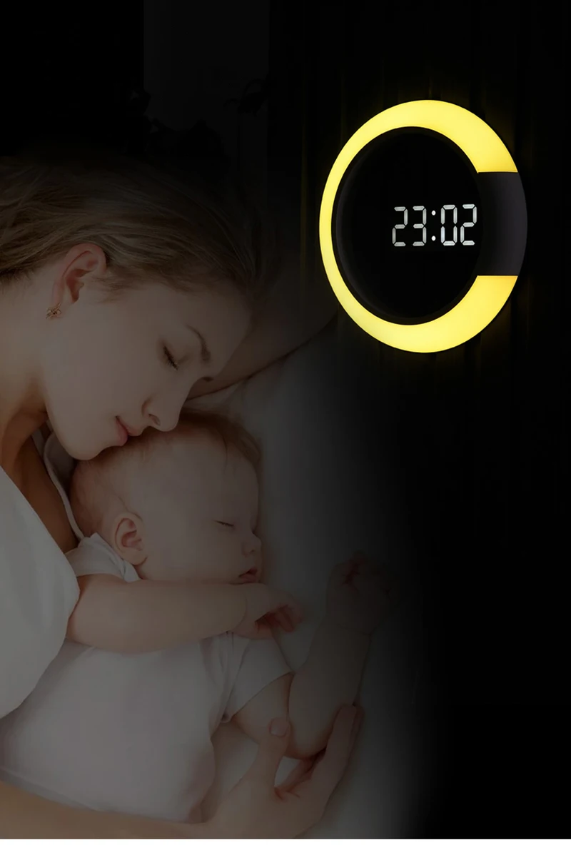 3D LED Wall Clock Digital Table Clock Alarm Mirror Hollow Wall Clock Modern Design Nightlight For Home Living Room Decorations