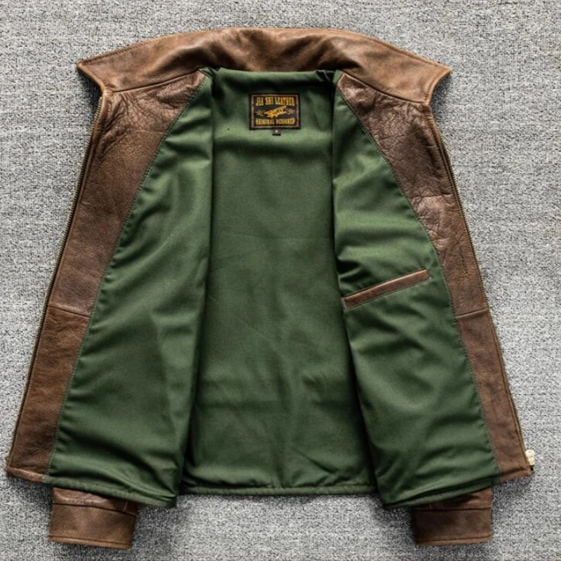 Veste en cuir marron pour homme