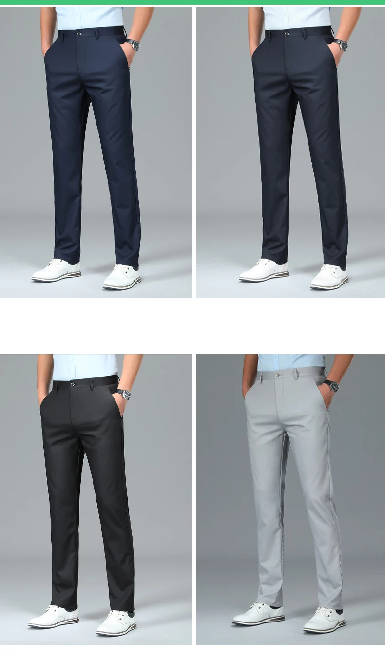 Description Picture 3 of itemBamboo Fiber Luxury Straight Pants Men Spring Summer New Business Breathable Casual Long Formal Suit Trouser Male