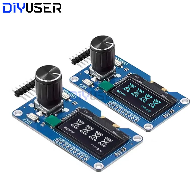 DIYUSER 1.3-inch OLED Display Module (White/Blue) EC11 Rotary Encoder Button IIC Interface LCD Screen for Arduino Projects