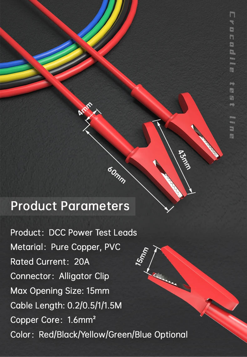 Multimètre, ohmmètre et ampèremètre 10 Pièces Pinces Crocodile Avec Câble, Pince  Crocodile Isolée, Longueur de Câble 50 cm Pour les Configurations de Test,  la Technologie de Mesure et Pour la Connexio