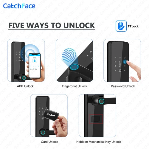 TTLock 스마트 지문 도어락, 와이파이 앱 잠금, 블루투스 잠금 해제, 지능형 보안 잠금, 생체 인식 전자 도어락 3