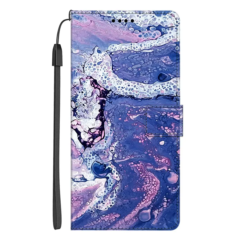 Luxury Marble Leather Flip Wallet Phone Case with Stand and Book Cover Design