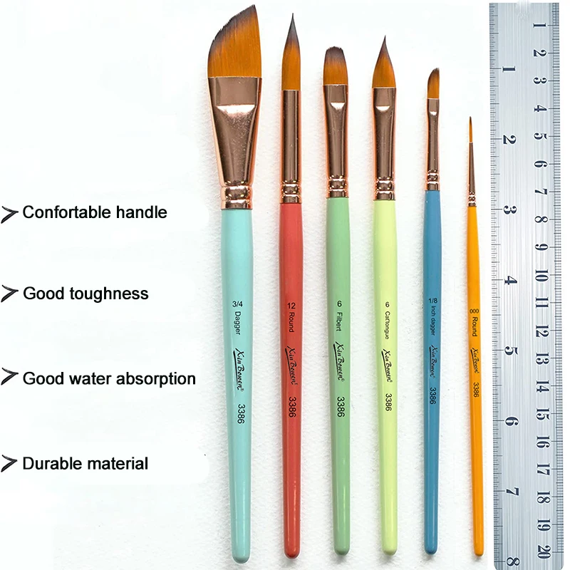 6 Pcs Watercolor Painting Brush Set Multi-Function Hair Paintbrush With Canvas Bag Acrylic Art Supplies