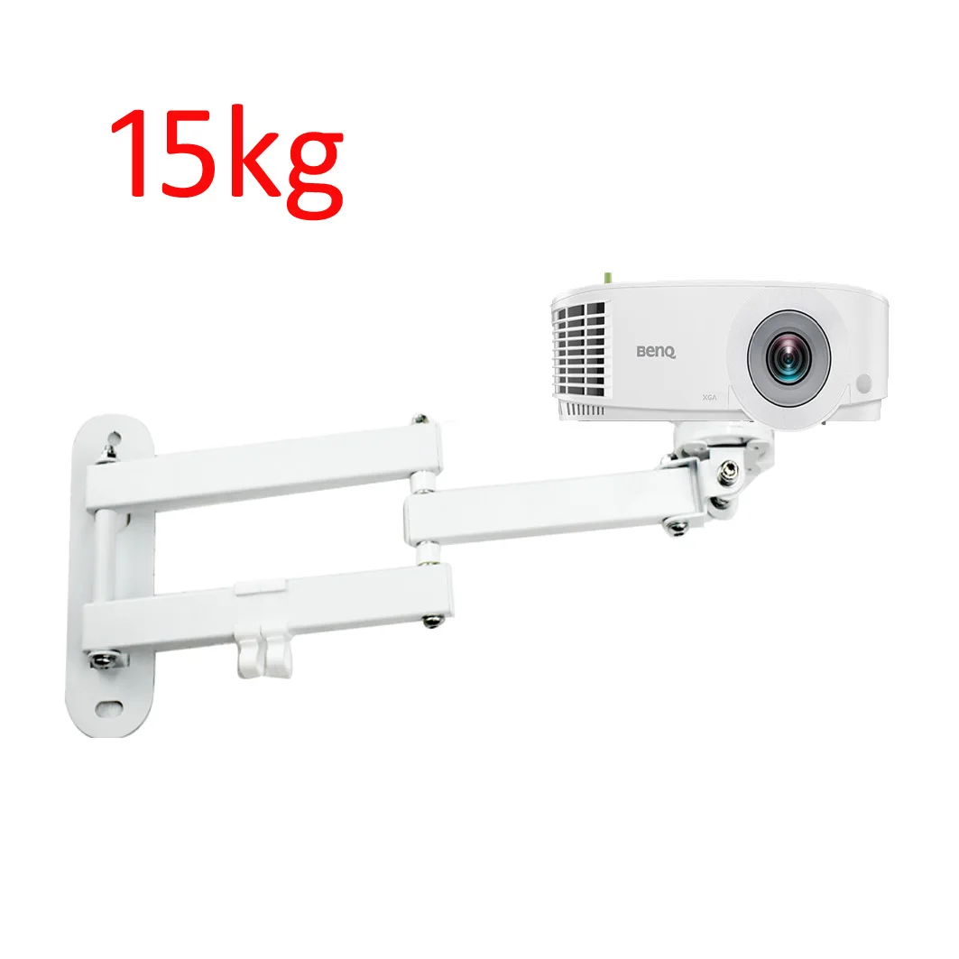 

PMT-10 strong 15KG universal projector wall mount bracket 1/4 3/8 inch hole white long arm full motion stratch tilt rotate