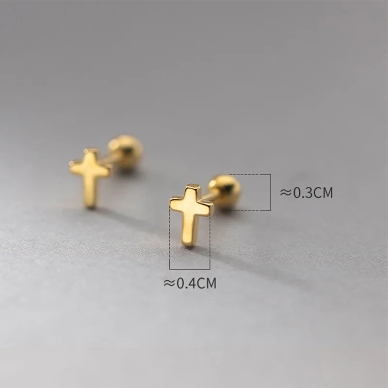 WOOZU 925 Sterling Silver Vintage Simple Cross Beads Piercing Stud Earrings for Women Party Small Unique Jewelry Gift Pendientes silver earrings,silver stud earrings,womens earrings,studded earrings