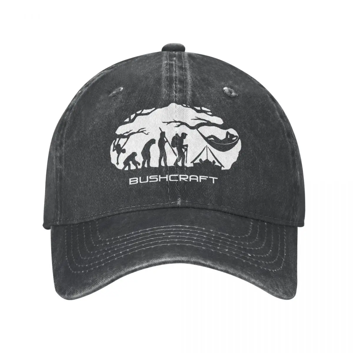 

Bushcraft Survival Hammocking Evolution Print Summer Cap Hats Dad Baseball Cap Hip Hop Travel Wild Hats Denim Sport Casquette