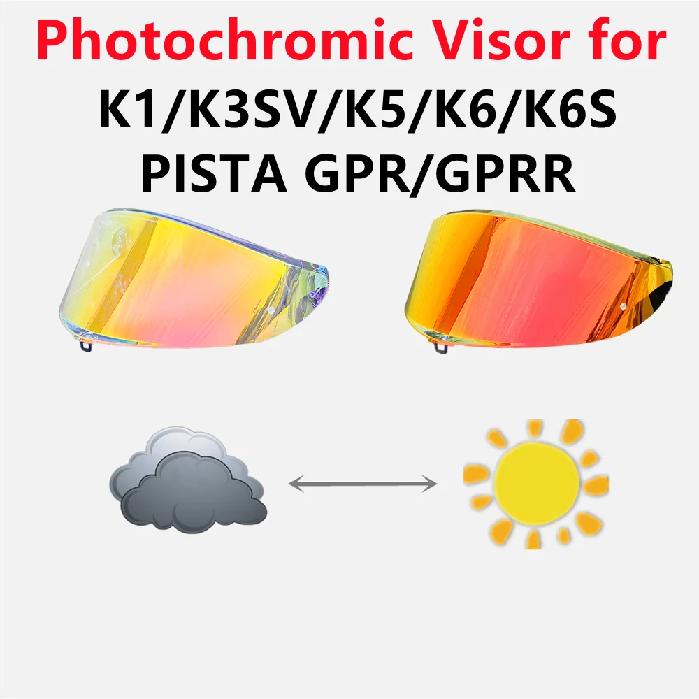

Photochromic Helmet Shield for AGV K1S/K3SV/K5/K5S/K6/K6S Visor Replacement Pista GPR/GPRR CORSA R Visera Casco Moto Parts