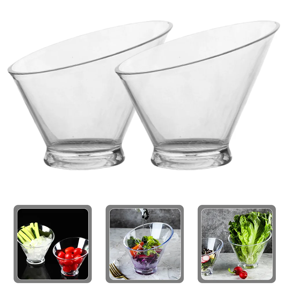 

2 Pcs Pasta Bowls Snack Salad Fruit Storage Kitchen Tableware Transparent Dessert Holder