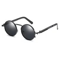 Retro Punk Spring Leg Round Sunglasses Men Polarized Metal Myopia Lens Prescription Sun Glasses Women 0 -0.5 -0.75 To -6.0 2