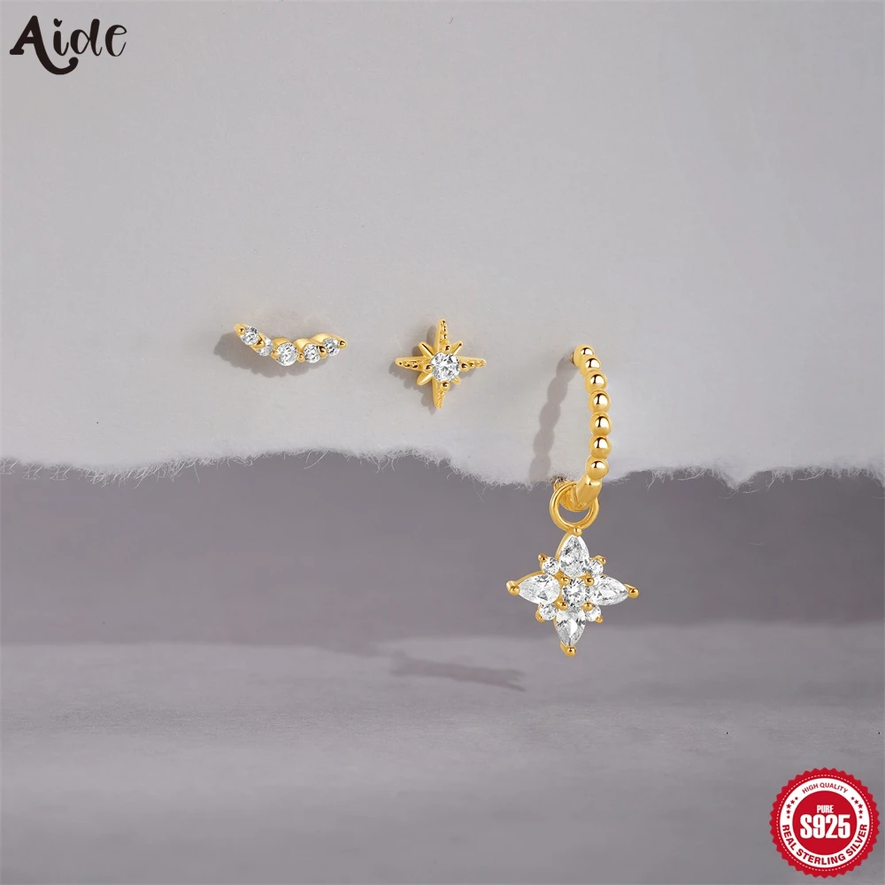Boucles D'oreilles Doubles étoiles Argentées - Occasion - Argent Sterling