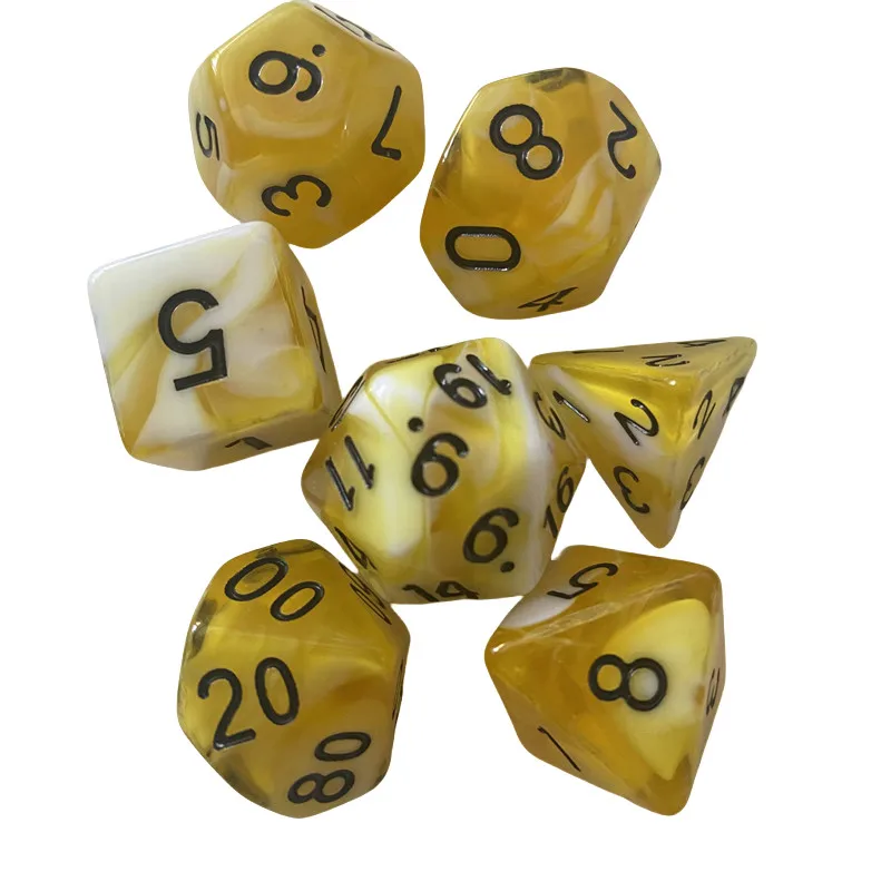 Double-sided Digital Dice Resin Desktop Entertainment Games Party Toys Polyhedral DND Dice Desktop Role-playing Supplies 7pcs