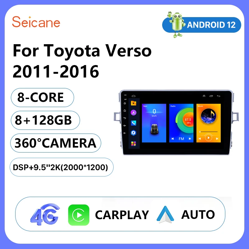 

Автомобильный мультимедийный плеер Seicane с GPS-навигацией, 2din, Android 12, 8-ядерный автомобильный радиоприемник для Toyota Verso 2011, 2012, 2013, 2014, 2015, 2016