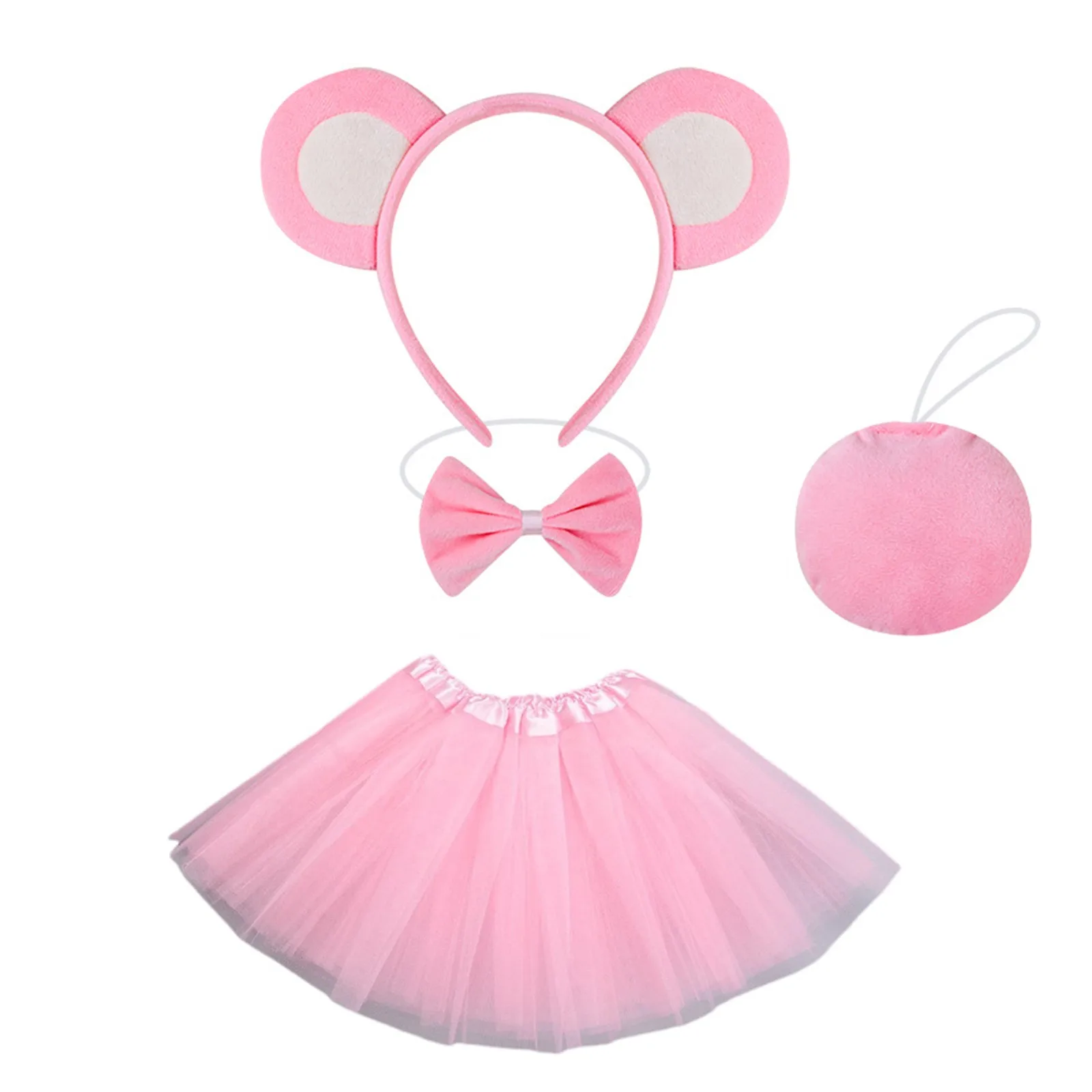 Antique Circus Costume Cartoon Bear Ears Bow Tie Short Dress Fashion Soft Fabric Hair Accessories Skeleton Bride Costume Women