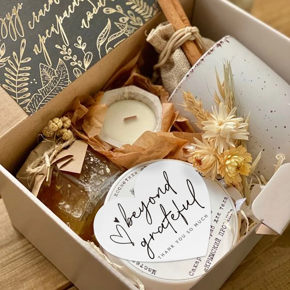 30pcs Pink Heart Thank You Card For Supporting Business Package Decor "Gorgeous Thanks" Business Card DIY Decoration Card