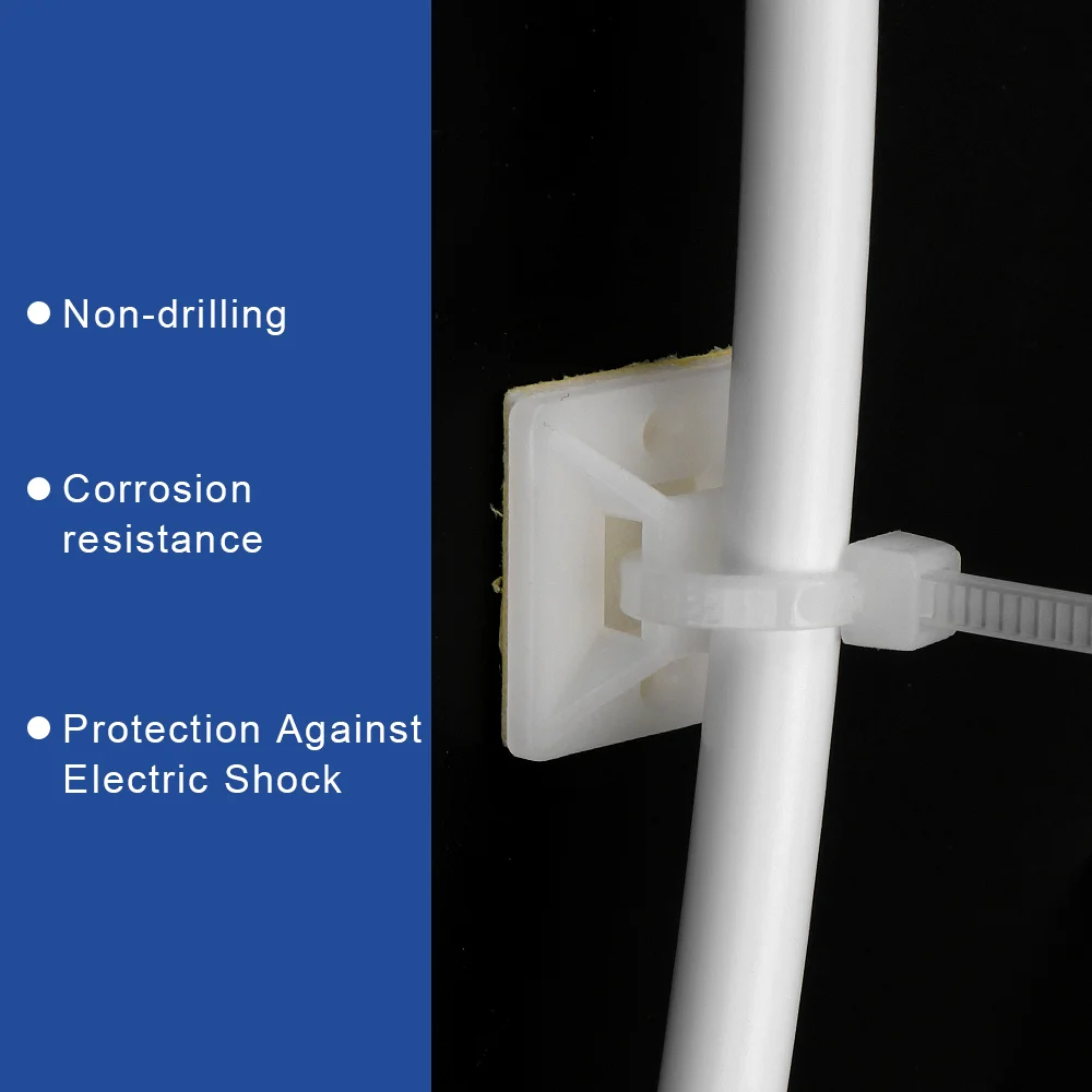 Seat Clamps Self Adhesive Cable Tie Base 100Pcs Wiring Accessories White Zip Tie Mount Wire Wall Holder