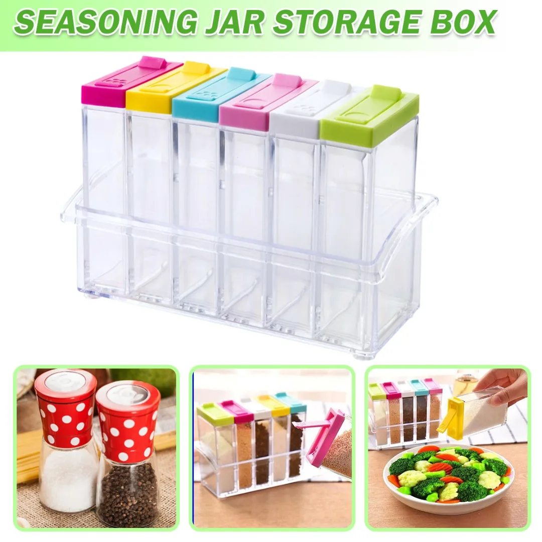 

6 Cases Seasoning Shaker Box Condiment Set Spice Shaker Jars Spice Storage Containers Kitchen Tool For BBQ Camping Hiking