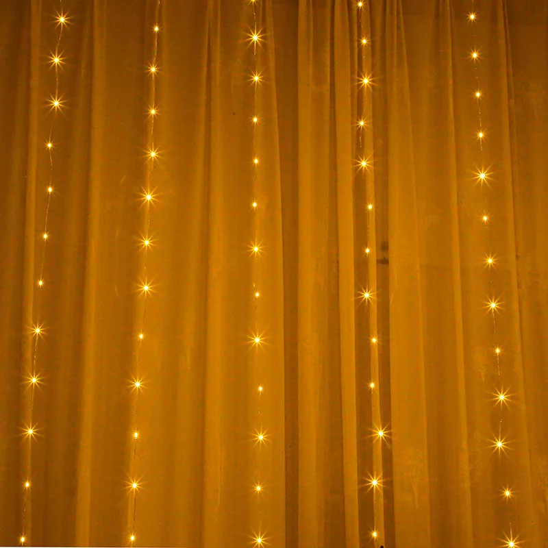 3/6M Window USB 8 Modes Curtain Lights Fairy Garland Light String Christmas Wedding Party Festoon Home Decoration