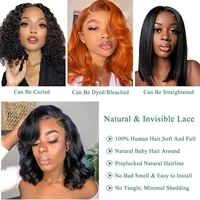 Perruques en cheveux naturels vietnamiens 12A, densité 250, ombré, double tirage, bouclées rebondissantes, ondulations lâches, perruque sans colle avec dentelle frontale HD 13x4, pré-épilée 4