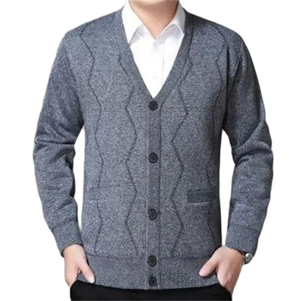 

Fashion Sweaters Knit Outerwear Coats Stretch Men Cardigan Jumpers Knitwear Full Sleeve Winter Korean Casual plus Velvet Warm