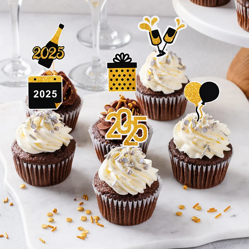 Festiko® Decorazioni per torte con scritta Happy New Year, confezione