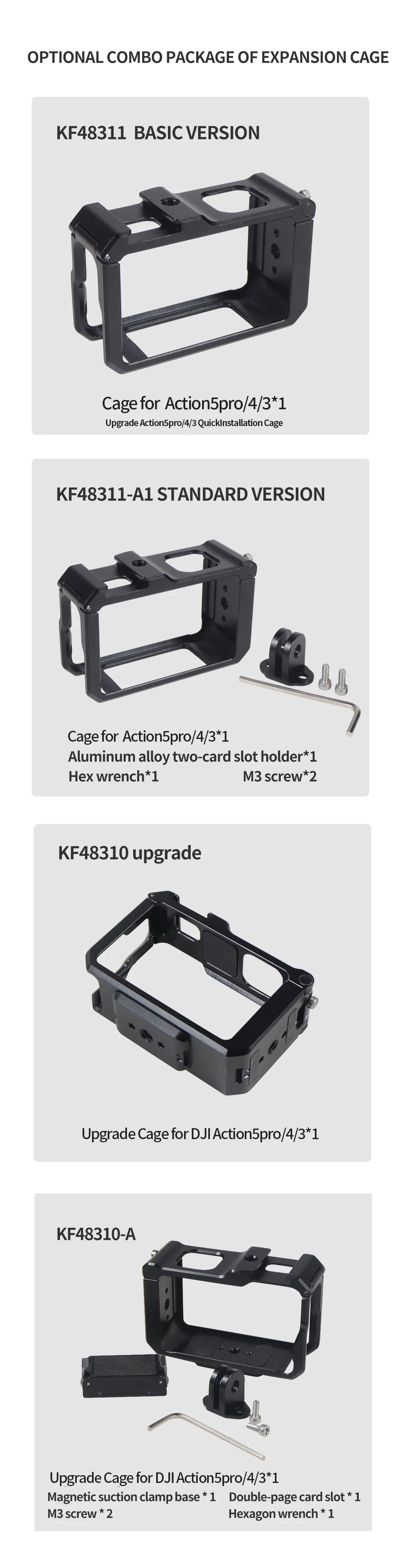 Metallkäfig-Rig, magnetische Grundplatte für DJI OSMO Action 5 Pro 4 3, Schutzrahmengehäuse, erweitern Sie die Kaltschuhhalterung, 1/4 Zoll Stativadapter – Detail 12