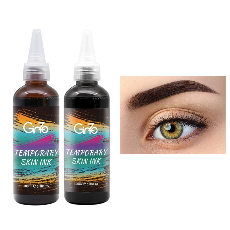 Ginzo Temporary Skin Inks Eyebrows Air Brushing Pigments 100ML/Bottle 6 Colors Temporary Eyebrow Tattoo With AirBrush Pigments