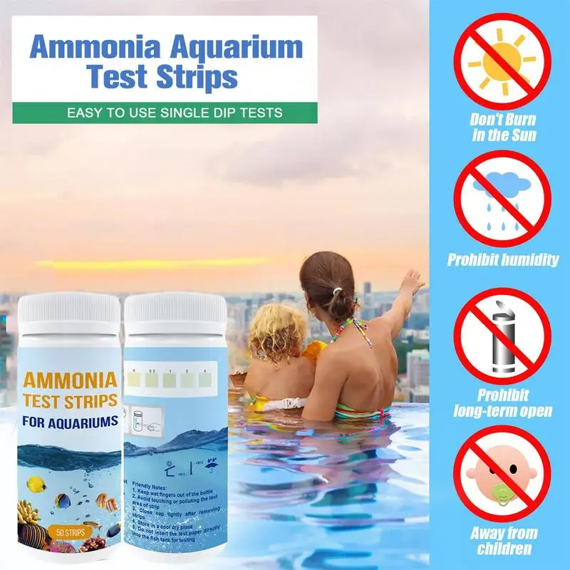 Ammonia Test Strips 50 Count Water Testing Aquarium Test Strips Ammonia Tester Safe Water Kit For Quality