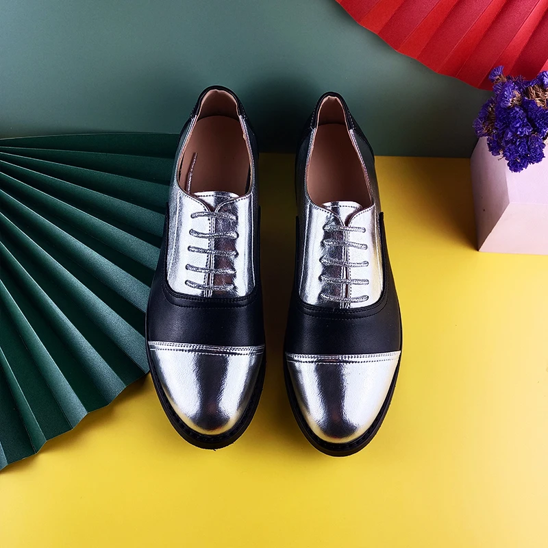 Women's Leather Summer Platform Sneakers Flat Casual Oxford Shoes Loafers Moccasins Spring Vintage for Woman Trend New