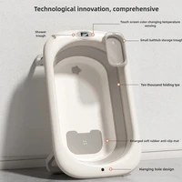 Foldable Newborn Baby Bathtub with Anti-Slip Design Enlarged Warm Infant Tub for Sitting Lying Positions Portable Shower Basin