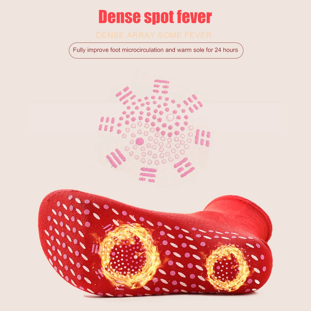1pair Unisex Winter Warm Self-Heating Health Socks Pain Relief Outdoor Anti-Cold Therapy Magnetic Thermal Stockings Men/Women