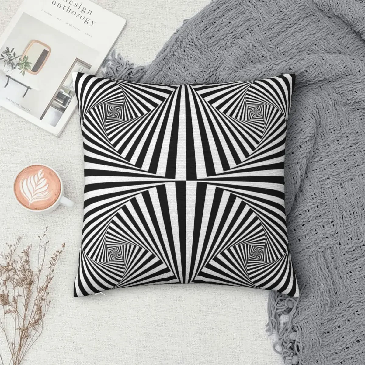 

Black And White Optical Illusion Pillowcase Polyester Pillows Cover Cushion Comfort Throw Pillow Sofa Decorative Cushions Used