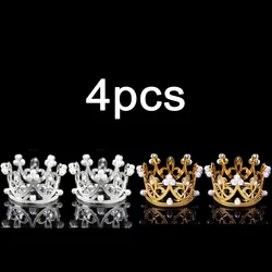 Elegant Pearl Crown Cake Topper for Birthday Celebrations - Mini Gold and Silver Party Decoration (4pcs mixed)