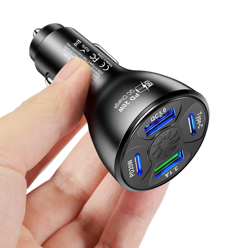 

USB-адаптер автомобильный для быстрой зарядки, 20 Вт, 4 порта