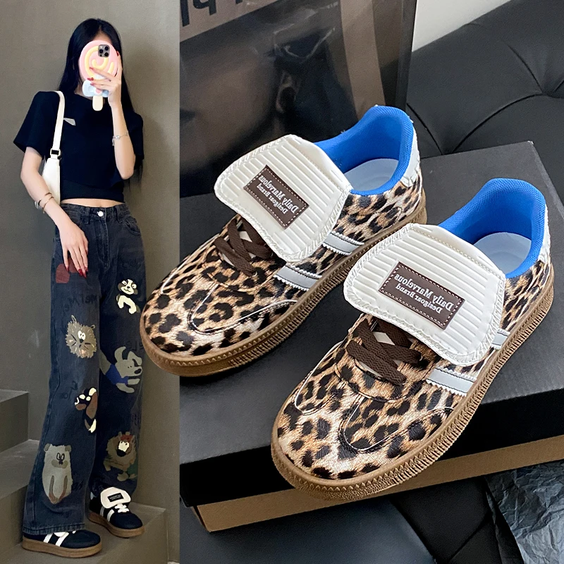 Original Leopard Sneakers Woman Comfort Flat Skateboard Shoes For Women Low Cut Trend Woman's Designer Sneakers Chaussures Femme 2