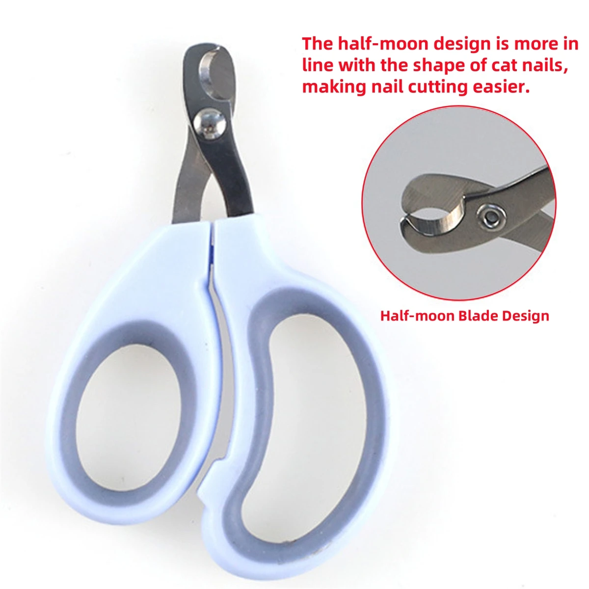1Pc Pet Nail Clippers Half Moon Shape Stainless Steel Cats Nail Scissors Small Pet Universal Nail Scissors Anti-Scratch Supplies 4