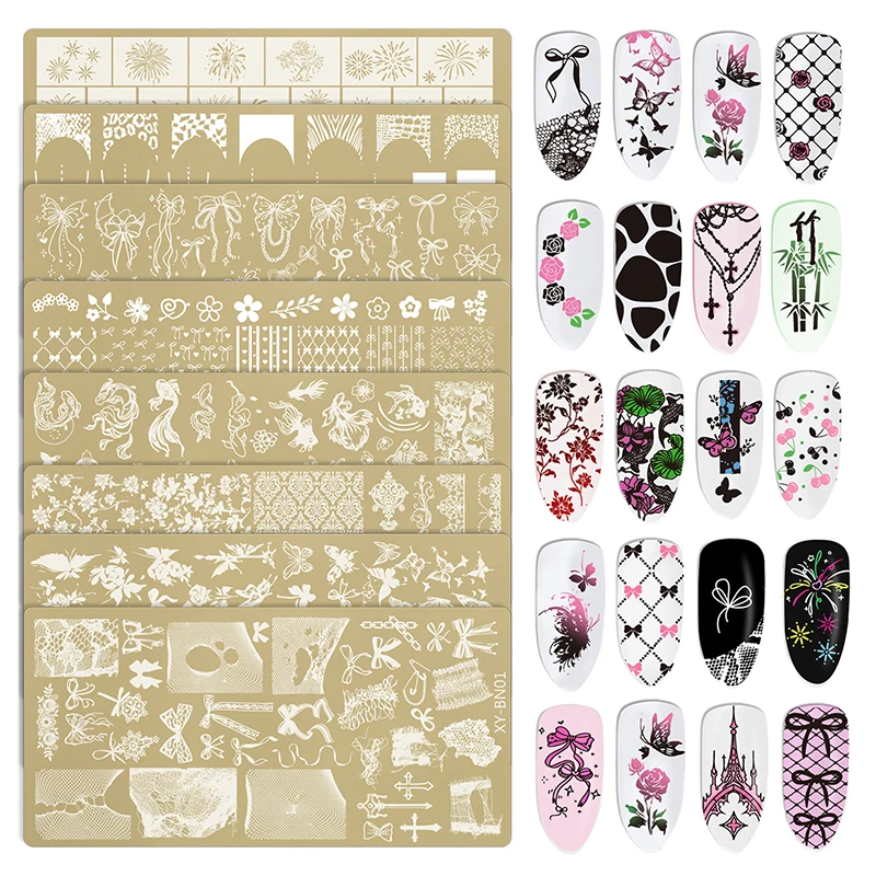 Golden Rectangular Nail Stamping Plates for DIY Art