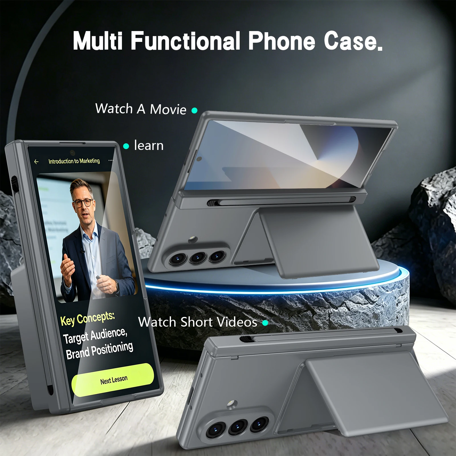 Premium Stand Case with Built-in Wallet and Pen Slot - Includes Touch Pen and Screen Protector